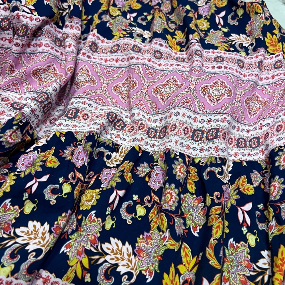 Ces Femme Hippie Boho Floral Paisley Tiered Maxi Skirt Pockets‎ Medium Tall - Picture 9 of 10